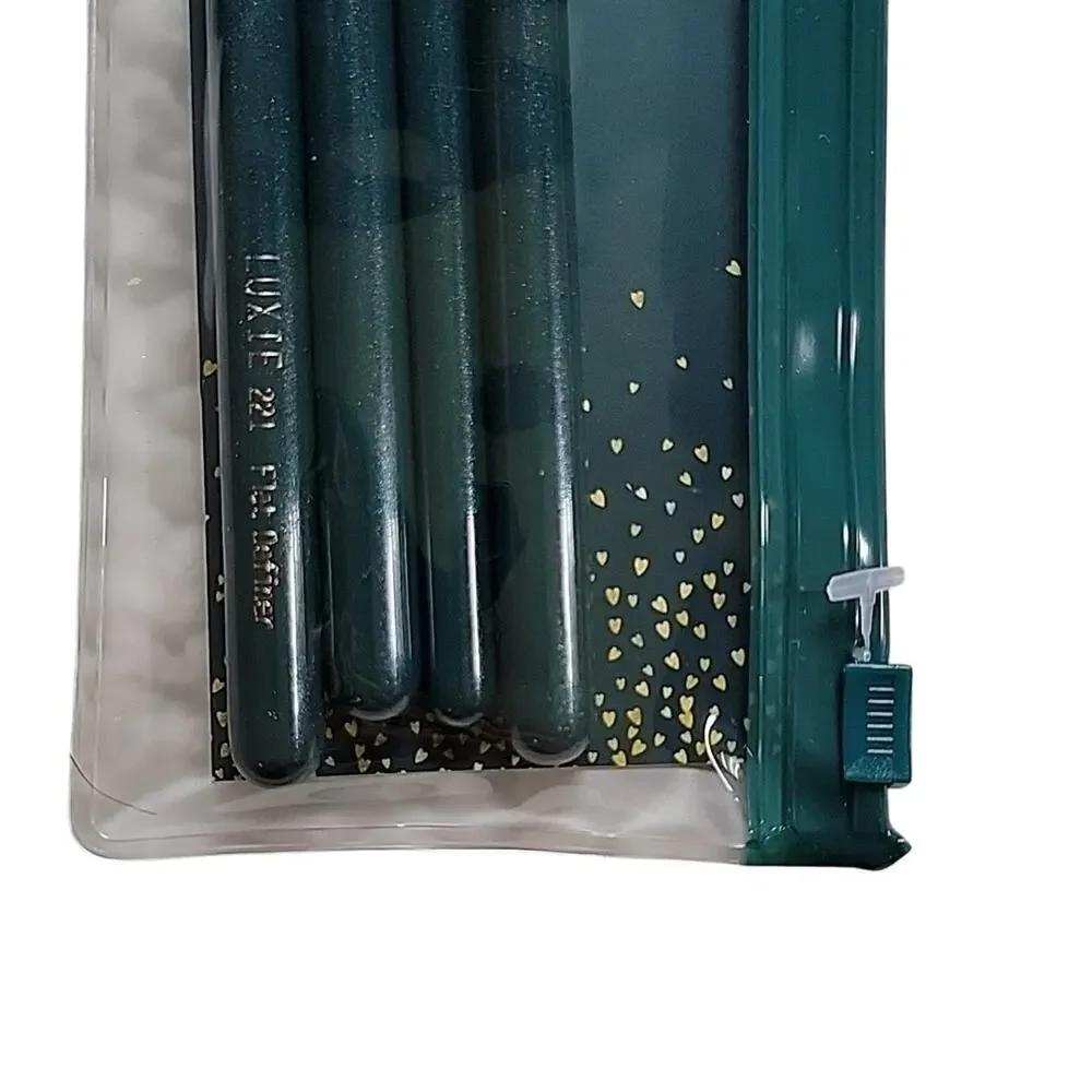 Green Gold Vegan Makeup Brush 4 Piece Luxie Cosmetics Enchanted Travel Brush Set
